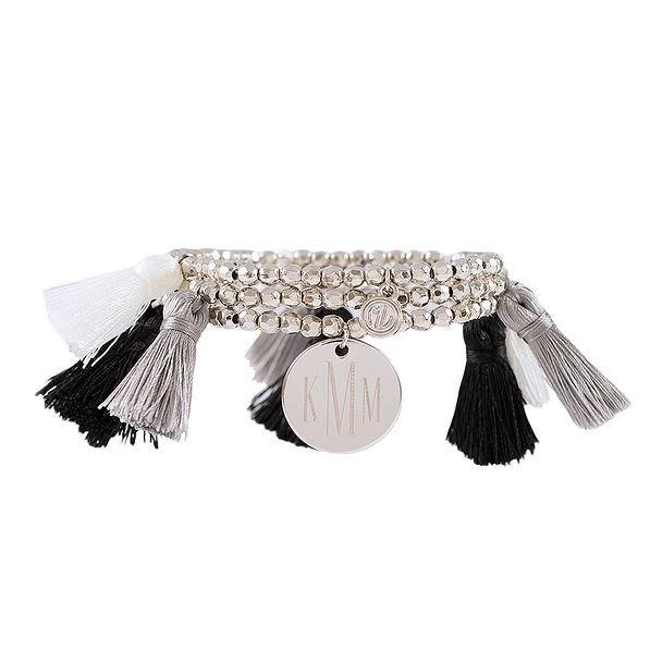 Silver Tassel Bracelet Set