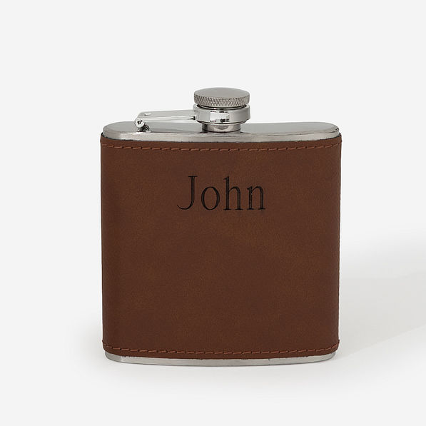 monogrammed personalized faux leather wrapped flask