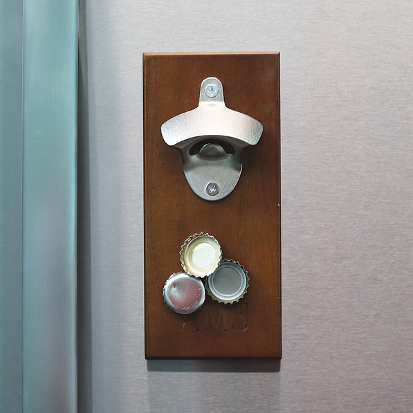 Wall Mounted Bottle Opener with magnetic bottle cap catcher