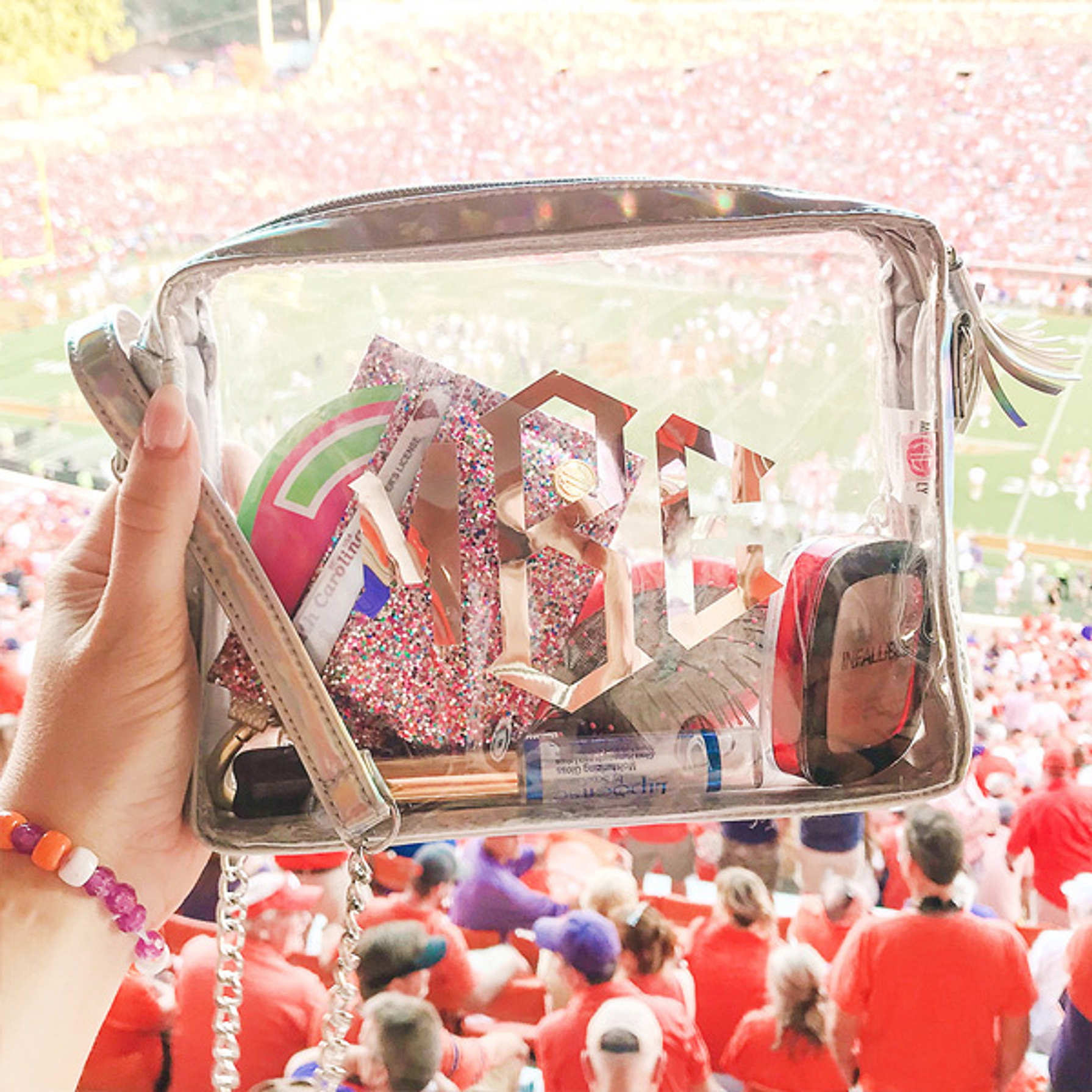 Monogrammed Clear Crossbody Bag StadiumApproved