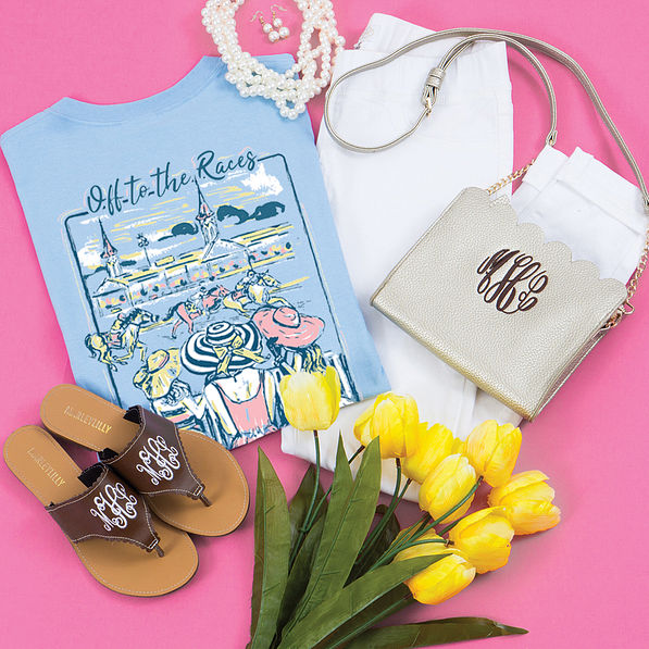 back view of monogrammed derby days tee