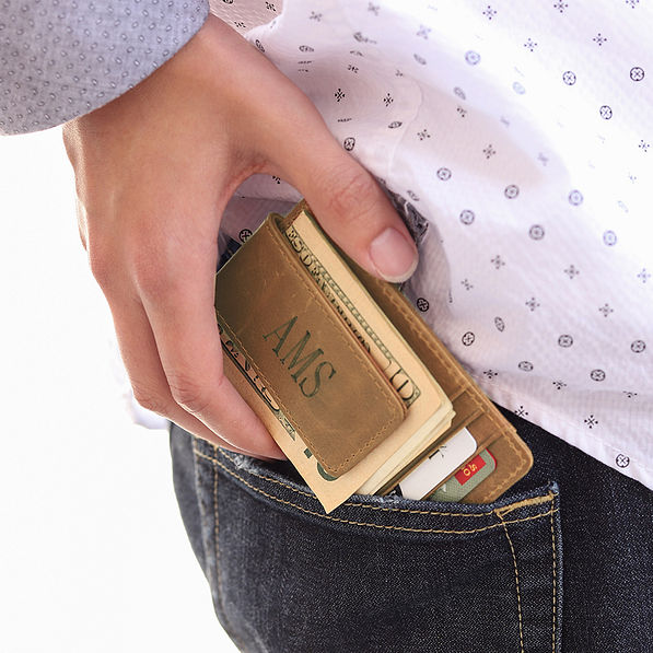 Men's Monogrammed Cash Clip Wallet