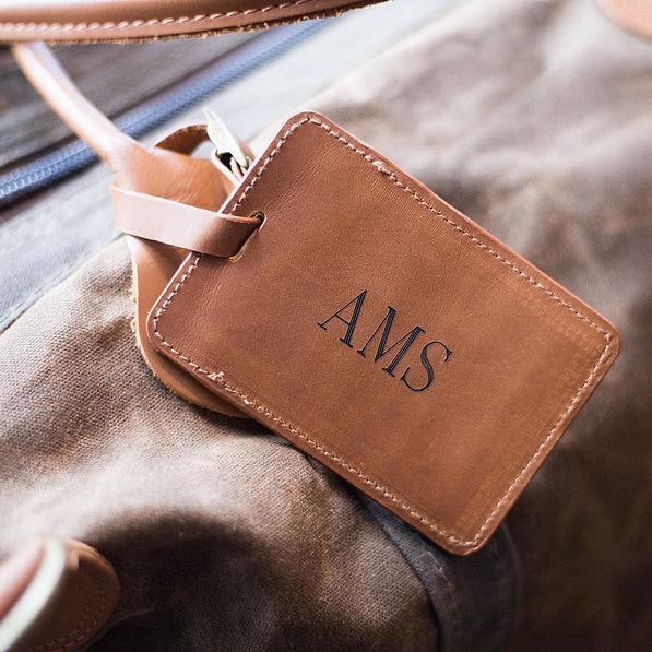 Personalized Luggage Tag - Leather - Brown - Engraved