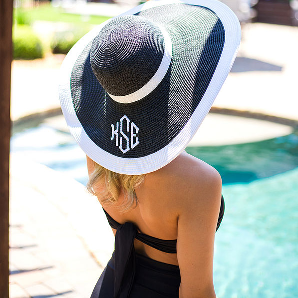 monogrammed black sun hat