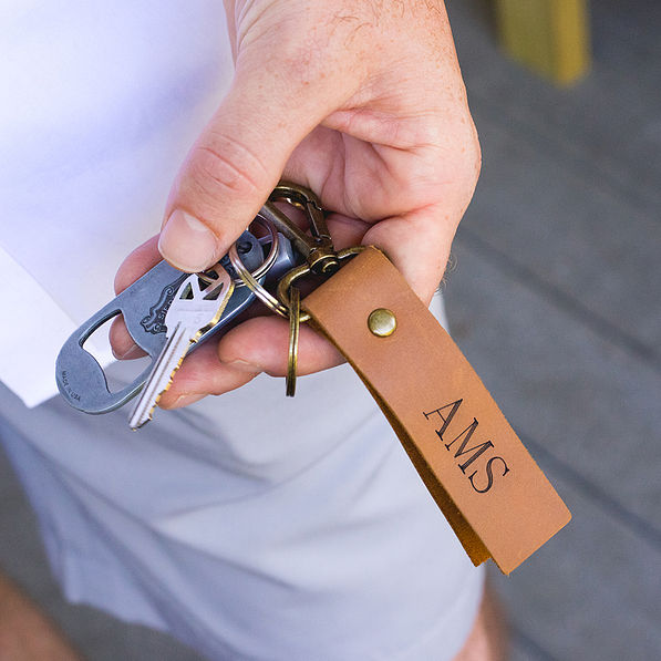 leather keychain antiqued design