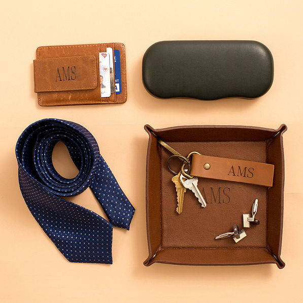 men's personalized leather gifts, monogrammed leather key fob