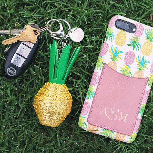 pineapple keychain with pineapple phone case