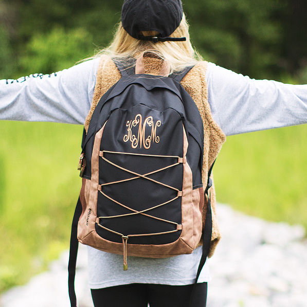 utility backpack with monogram initials