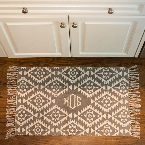 Personalized Door Mat in Gray Aztec