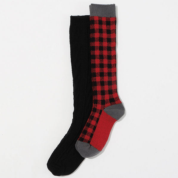 Pack of Duck Boot Socks in Red Black Buffalo Check
