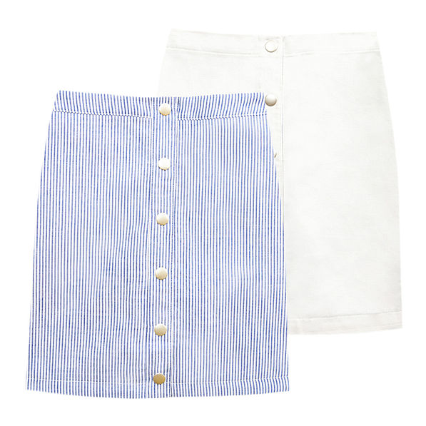 Seersucker and White Reversible Skirt