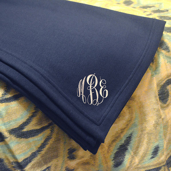 monogrammed navy throw blanket sweatshirt fabric