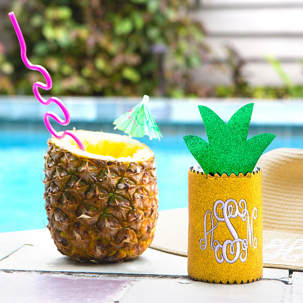 monogrammed pineapple koolie with pineapple drink