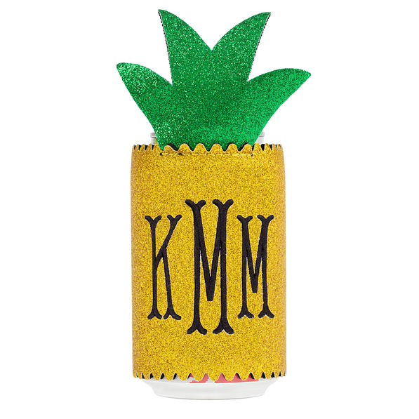 monogrammed sparkly pineapple koolie