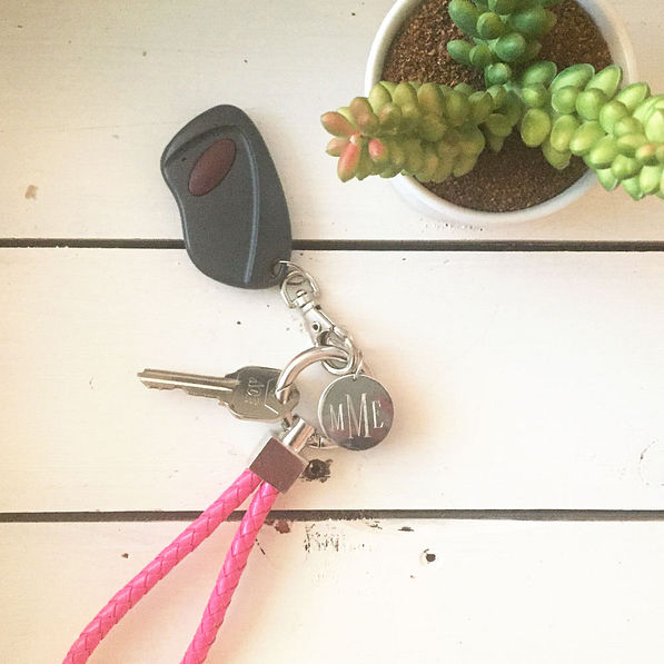 Hot Pink Monogrammed Key Fob