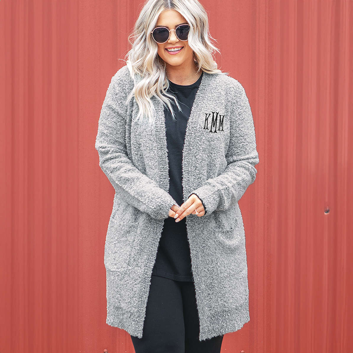 Monogrammed & Oversized Boyfriend Cardigan— Marleylilly