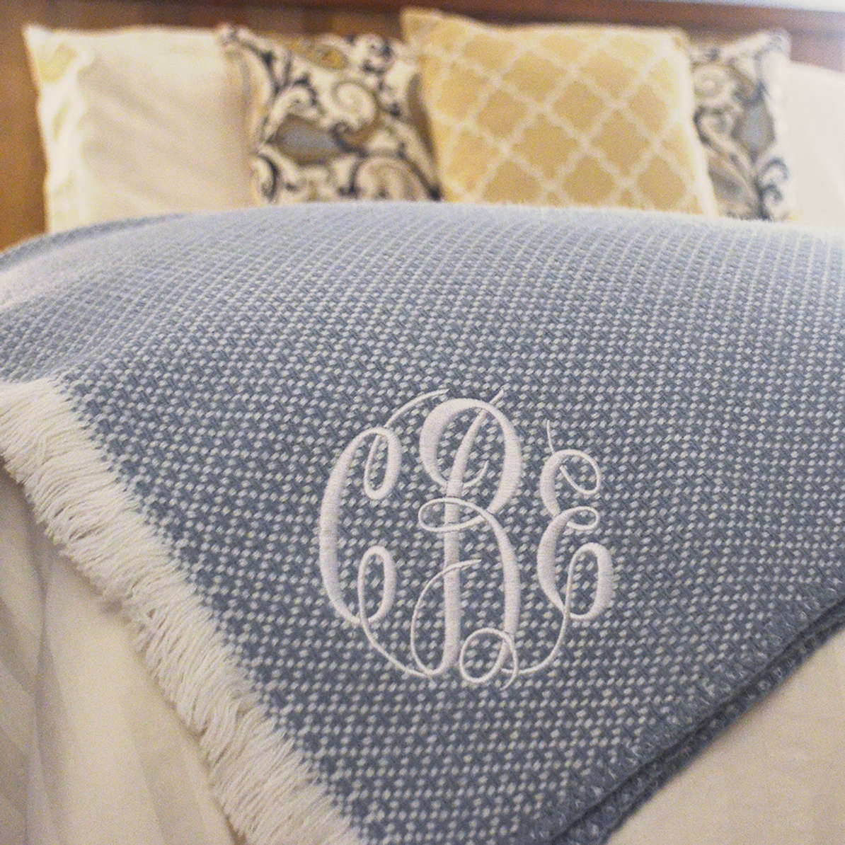 Monogrammed Woven Throw Blanket Marleylilly