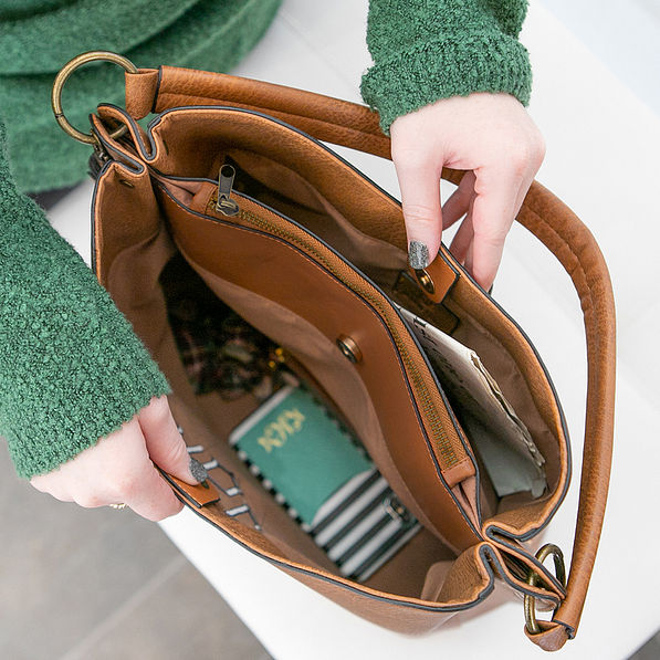 Faux Leather Monogrammed Handbag - Marleylilly