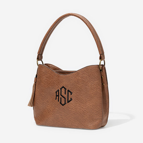 Monogrammed Cheyenne Purse in Camel Brown