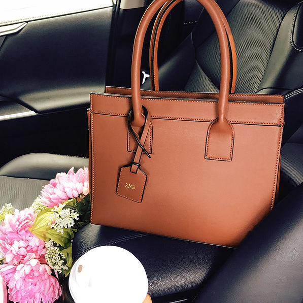 brown sophie handbag in car 2025