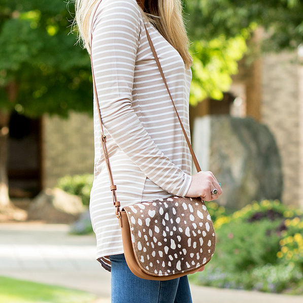 crossbody purse with deer print flap