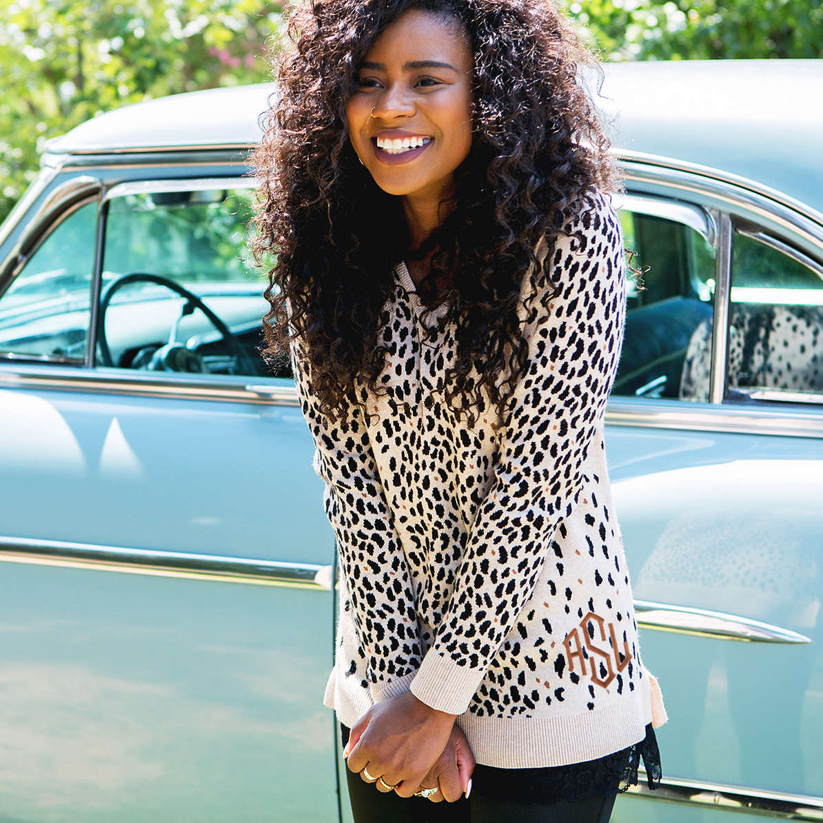 Women's Personalized Leopard Sweater Tunic - Marleylilly