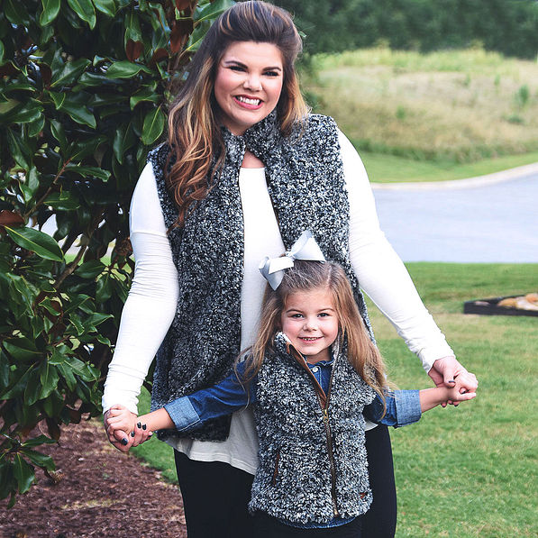 mommy and me heathered sherpa vests