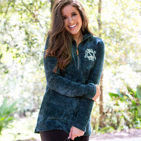 teal corded pullover tunic in woods