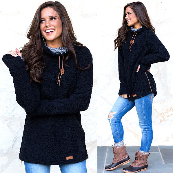 cozy Heathered Sherpa Turtleneck Tunic