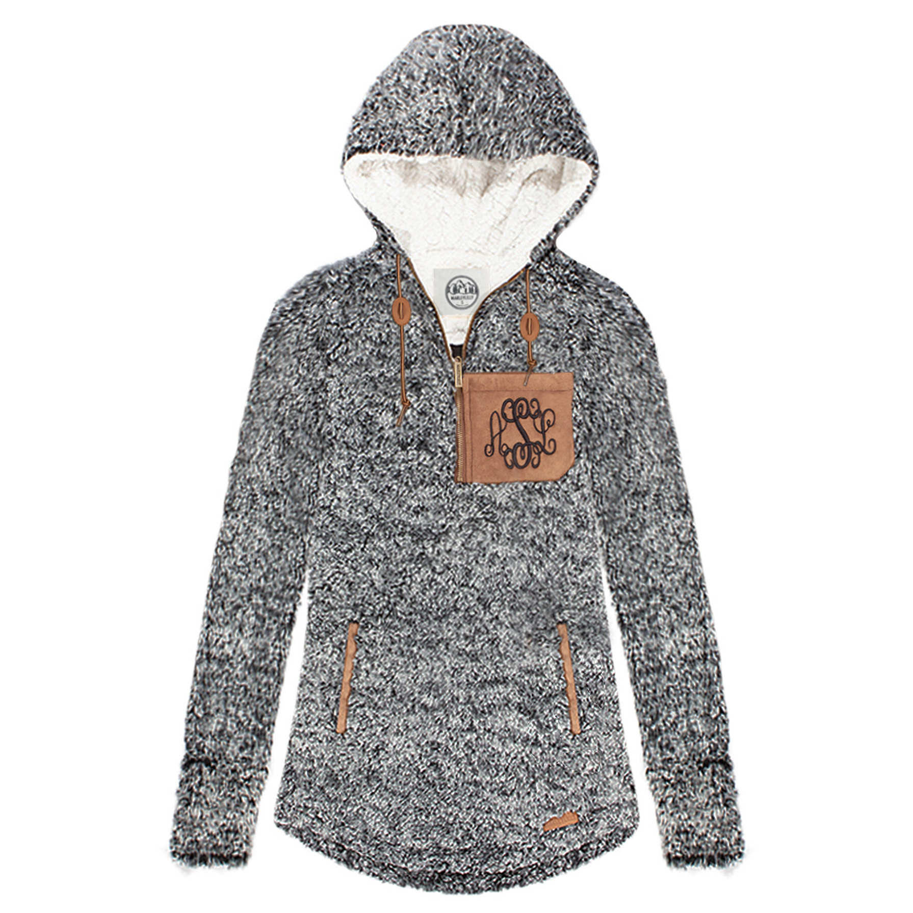 Monogrammed Pullover Sherpa Hoodie — Marleylilly