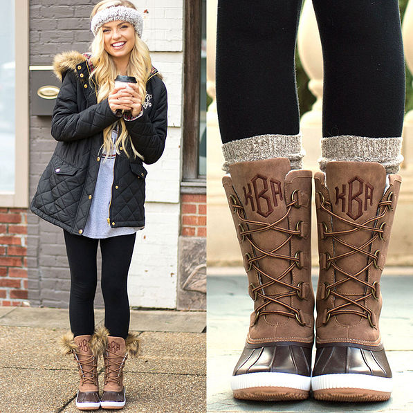 Monogrammed Tall Winter Duck Boots Fur – Marleylilly