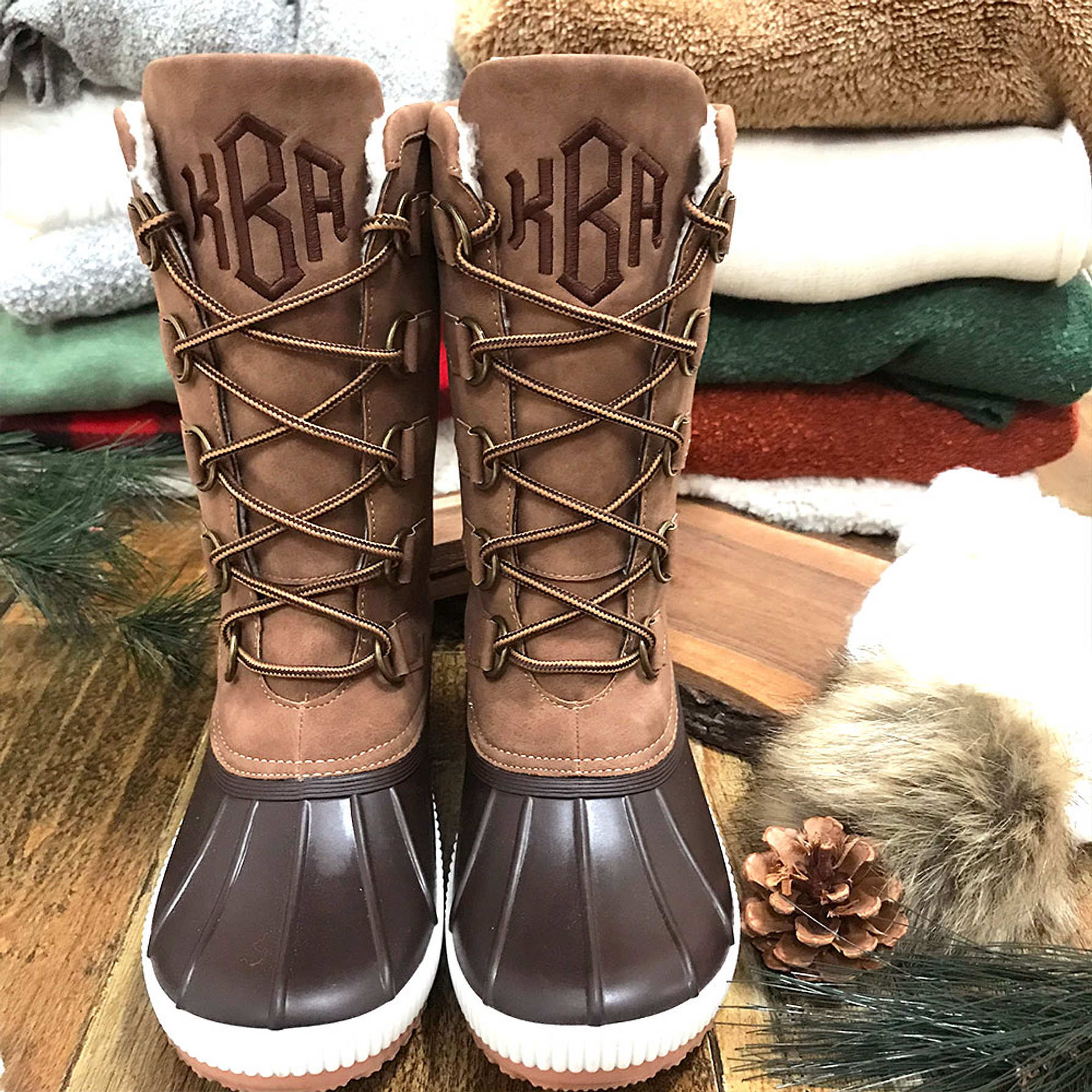 Monogrammed Tall Winter Duck Boots Fur – Marleylilly