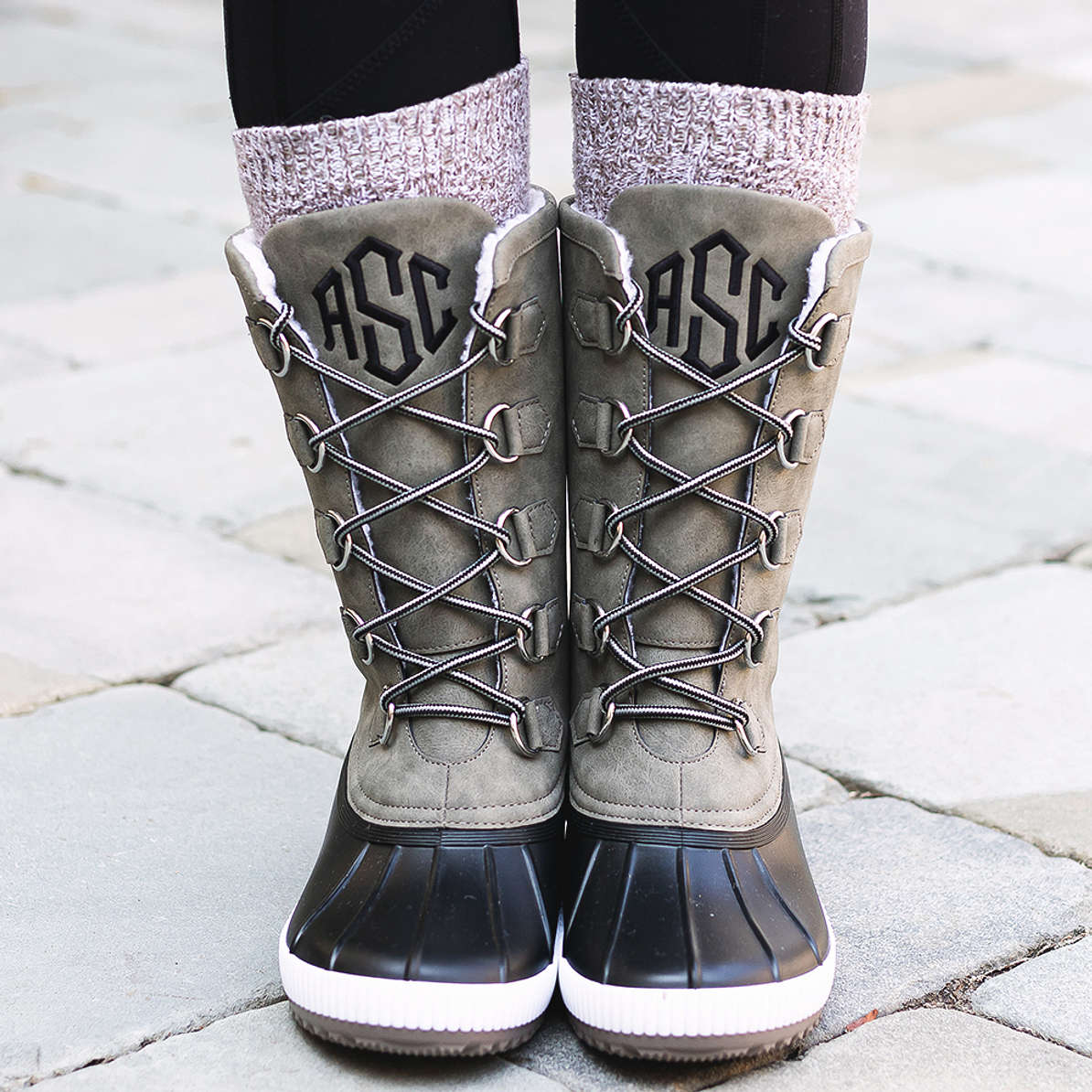 Monogrammed Tall Winter Duck Boots Fur – Marleylilly