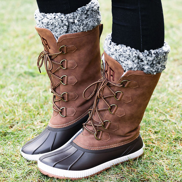 Monogrammed Tall Winter Duck Boots Fur Marleylilly   ZLb Winter Duck Boots With Black Sherpa Socks 