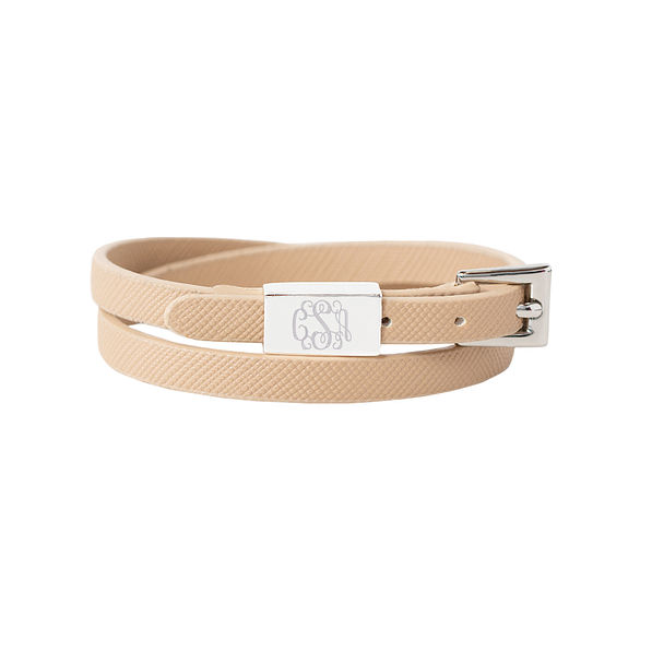 monogrammed wrap bracelet in tan