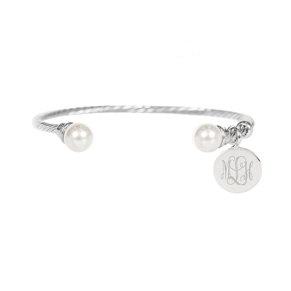 monogrammed rope bracelet in silver