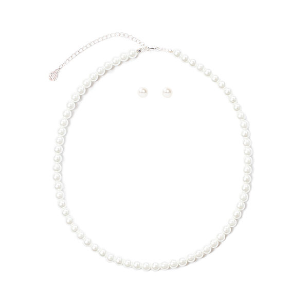pearl necklace and earrings set on white background