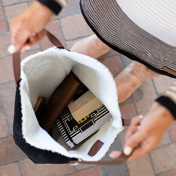 inside of black aspen tote bag
