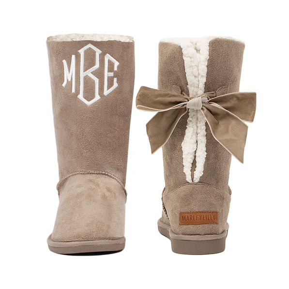 monogrammed sherpa tie booties monogrammed sherpa tie booties