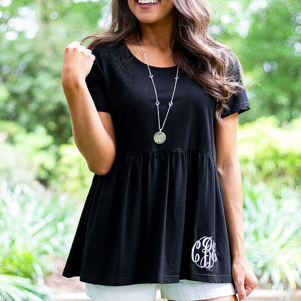 silver long pave monogrammed necklace