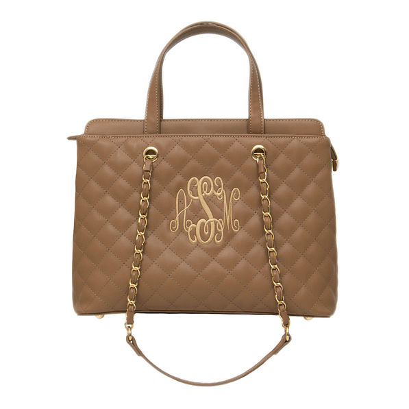 monogrammed quilted chain handbag
