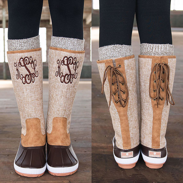 Monogrammed Tall Duck Boots for Women - Marleylilly