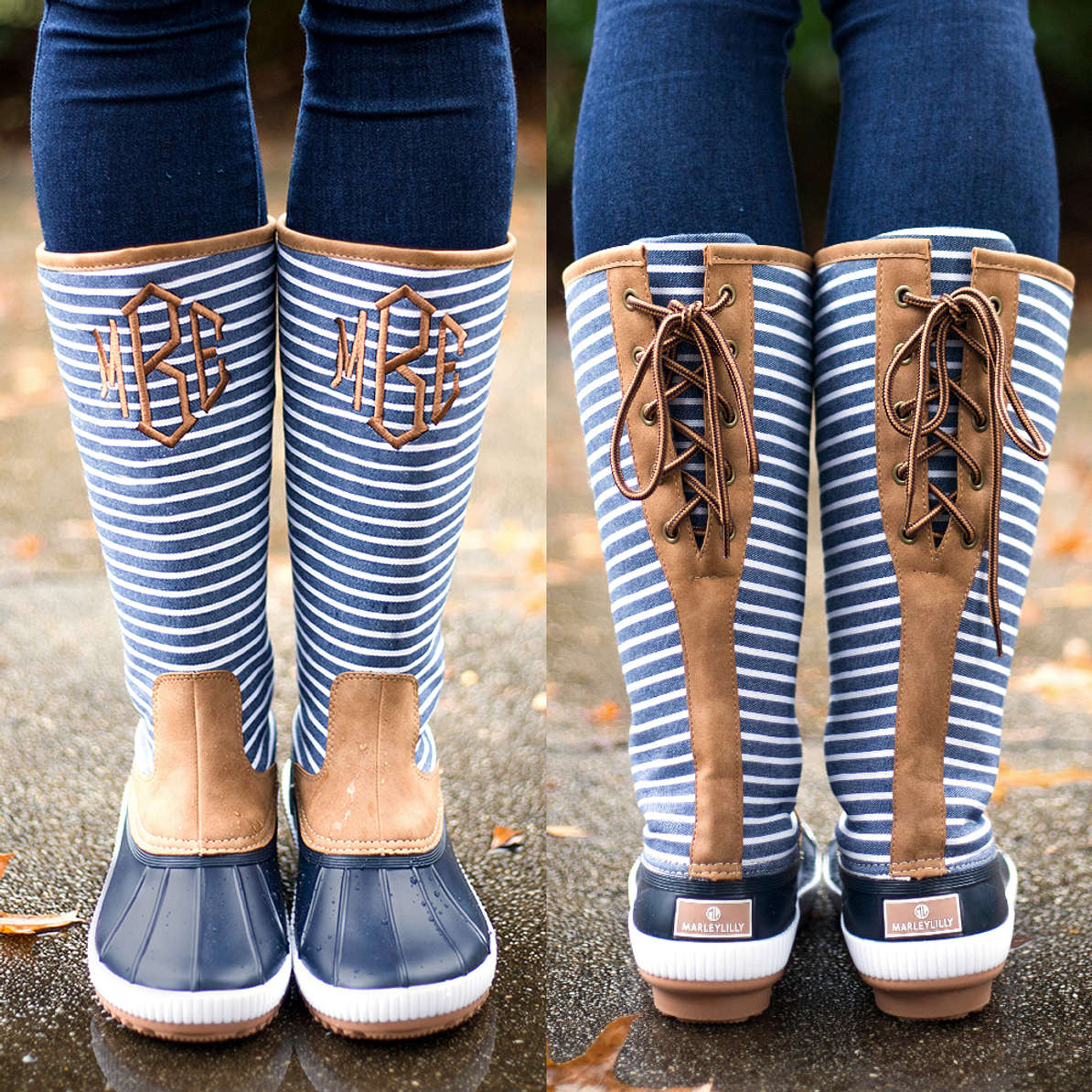 Monogrammed Tall Duck Boots for Women - Marleylilly