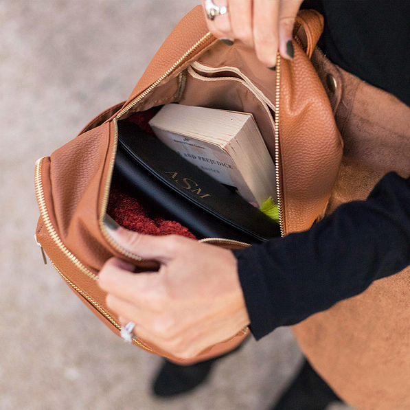 inside of monogrammed mini backpack