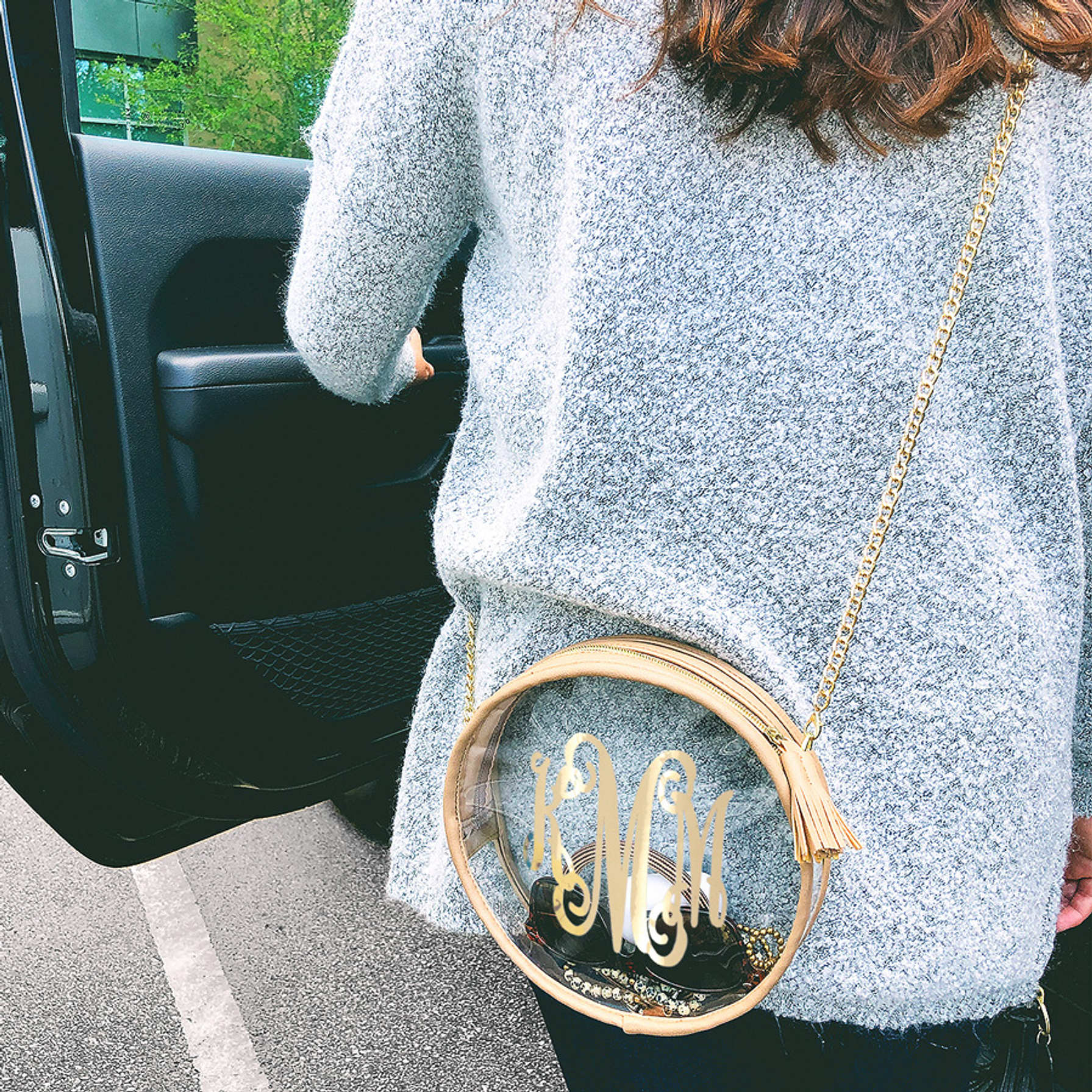 Clear Circular Monogrammed Crossbody Bag Marleylilly