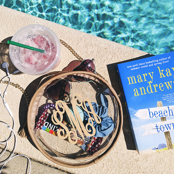 Monogrammed Clear Circle Bag by Pool