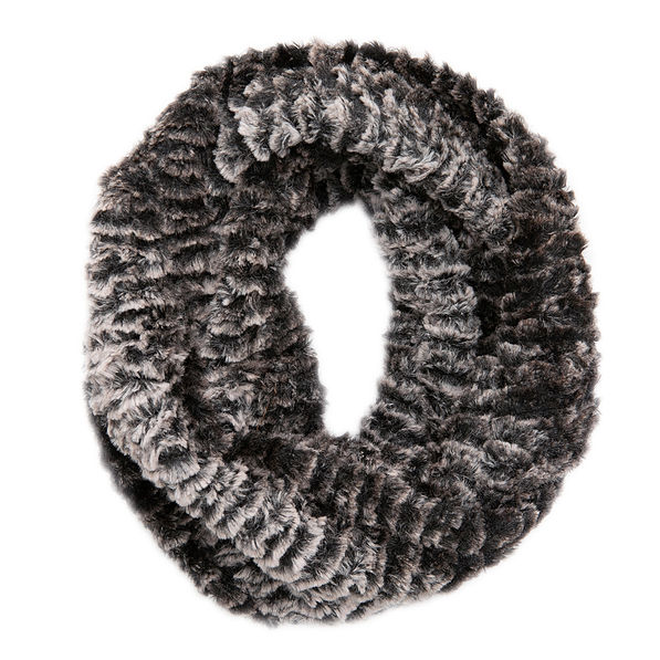 gray furry two-tone infinity scarf
