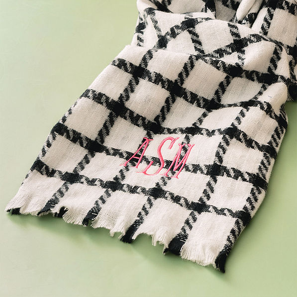 black white scarf detail shot