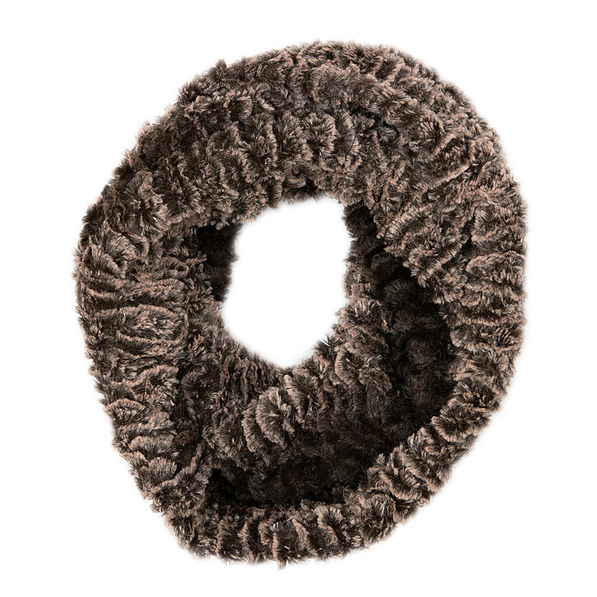 brown furry two-tone infinity scarf