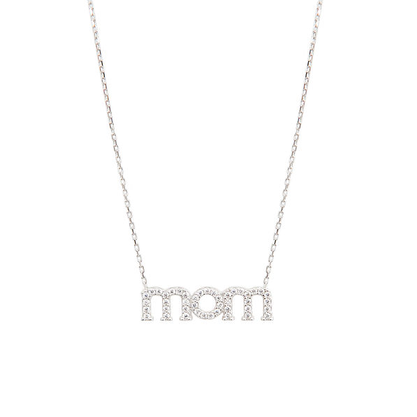 sterling silver mom necklace with rhinestones
